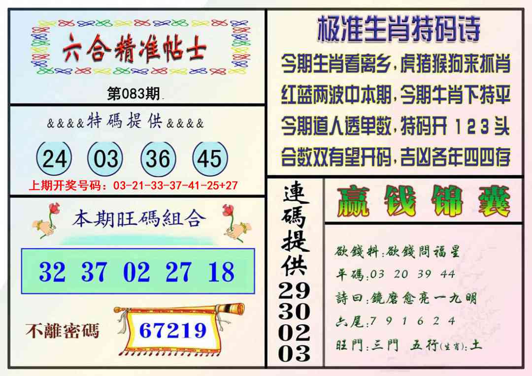 083期精准贴士[图]